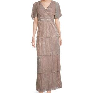 R&M Richard’s Short Sleeve multi tiered long dress